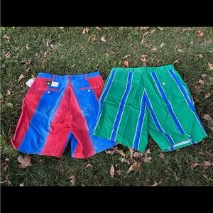 HUNT CLUB vintage 90s striped 36W 100% cotton NWT shorts LOT of 2 Ken Barbie